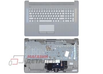 Клавиатура (топ-панель) для ноутбука HP 17-BY 17-CA серая с серым топкейсом