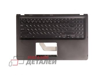 Клавиатура (топ-панель) для ноутбука Asus UX561UD серая с серым топкейсом, с подсветкой (с разбора)