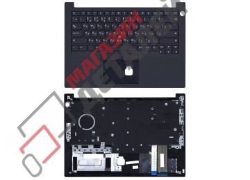 Клавиатура (топ-панель) для ноутбука Lenovo ThinkPad E14 черная с черным топкейсом, с трекпойнтом, без подсветки