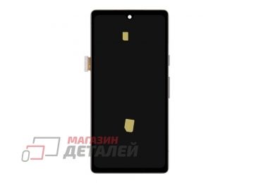 Дисплей (экран) в сборе с тачскрином для Google Pixel 7a черный с рамкой (Premium LCD)