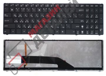 Клавиатура для ноутбука Asus K50 K60 K70 черная с рамкой с подсветкой