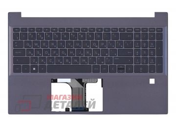 Клавиатура (топ-панель) для ноутбука HP Pavilion 15-EG 15-EH черная с синим топкейсом