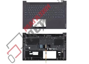 Клавиатура (топ-панель) для ноутбука Lenovo Yoga Slim 7-15ITL05 черная с черным топкейсом, с подсветкой