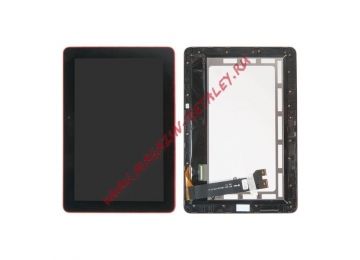 Дисплей (экран) в сборе с тачскрином для Asus MeMO Pad 10 ME103K-1A черный с красной рамкой (Premium SC LCD)