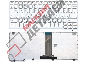 Клавиатура для ноутбука Lenovo IdeaPad S205 S206 белая с белой рамкой