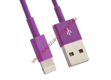 USB кабель для Apple iPhone, iPad, iPod 8 pin сиреневый, европакет LP