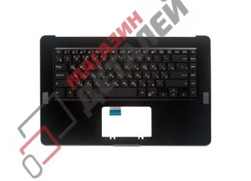 Клавиатура (топ-панель) для ноутбука Asus UX550VE-1B черная с черным топкейсом, с подсветкой