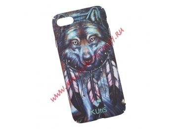 Защитная крышка для iPhone 8/7 "KUtiS" Animals OK-6 Волк (синяя)