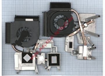 Система охлаждения (радиатор) в сборе с вентилятором для ноутбука HP DV6, DV6-1000 (AMD, отдельная видеокарта)