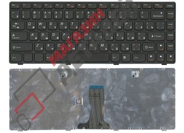 Клавиатура для ноутбука Lenovo Ideapad Z380 черная с черной рамкой