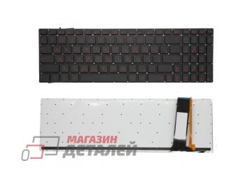Клавиатура для ноутбука Asus N56DP, N56DY, N56VB, N76vz, N56VJ, N56VM, N56VZ, N76VB, Q550, N550, N750 черная, с красной подсветкой, красные символы
