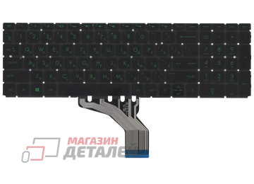 Клавиатура для ноутбука HP Pavilion Gaming 15-CX черная с зеленой подсветкой