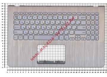 Клавиатура (топ-панель) для ноутбука Asus Vivobook S15 S530U X530UN серая с серебристым топкейсом - купить в Брянске и Клинцах за 3 740 р.