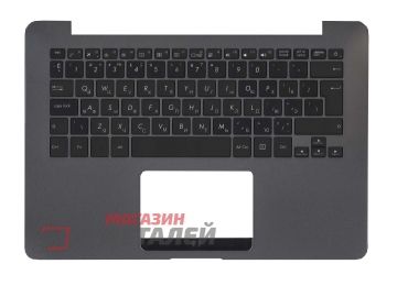 Клавиатура (топ-панель) для ноутбука Asus ZenBook UX360U черная с черным топкейсом и подсветкой
