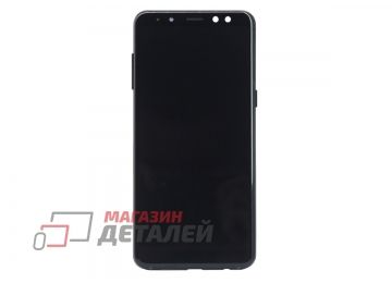 Дисплей (экран) в сборе с тачскрином для Samsung Galaxy A8 (2018) SM-A530F черный с рамкой (Premium SC LCD)