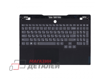 Клавиатура (топ-панель) для ноутбука Lenovo Legion S7-15ACH6 черная с черным топкейсом