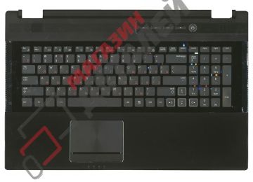 Клавиатура (топ-панель) для ноутбука Samsung RF712 NP-RF712-S02RU черная с черным топкейсом и подсветкой