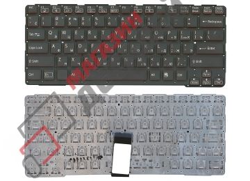 Клавиатура для ноутбука Sony SVE14A черная с красным контуром без рамки