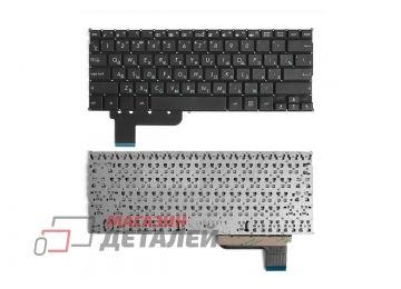 Клавиатура для ноутбука Asus T200, T200T черная без рамки, с подсветкой, плоский Enter