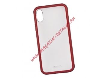 Чехол для iPhone X WK Kingkong Glass Case стекло/металл (красный)