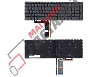 Клавиатура для ноутбука Lenovo IdeaPad S340-15 черная (темно-серая) с подсветкой