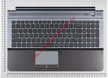 Клавиатура (топ-панель) для ноутбука Samsung RC510, RC520 черная с серым топкейсом