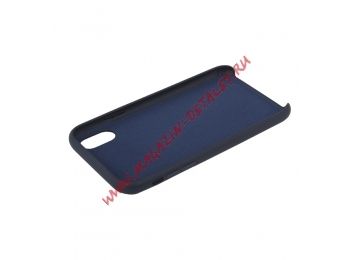 Защитная крышка для iPhone Xr Leather Сase кожаная (темно-синяя, коробка)