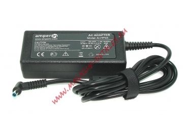 Блок питания (сетевой адаптер) Amperin AI-HP45 для ноутбуков HP 19.5V 2.31A 45W 4.5x3.0 мм с иглой черный, с сетевым кабелем