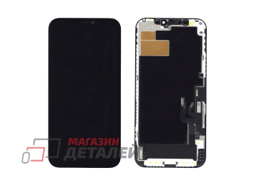 Дисплей (экран) в сборе с тачскрином для iPhone 12, 12 Pro черный с рамкой (Foxconn)