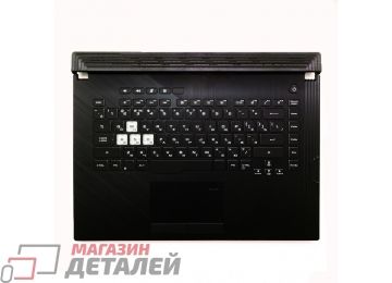 Клавиатура (топ-панель) для ноутбука Asus ROG Strix G531GU черная с черным топкейсом и подсветкой