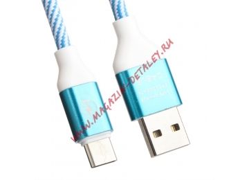 USB Type-C кабель LP "Волны" голубой, белый