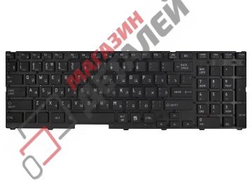Клавиатура для ноутбука Toshiba Satellite A660, A665, Qosmio X770 черная без рамки без подсветки, плоский Enter