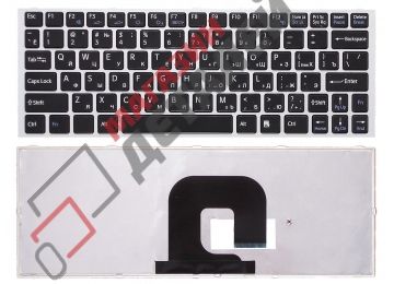 Клавиатура для ноутбука Sony Vaio VPC-YA VPC-YB series черная с серебристой рамкой