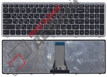 Клавиатура для ноутбука Lenovo Flex 15 G505s Z510 черная с серой рамкой