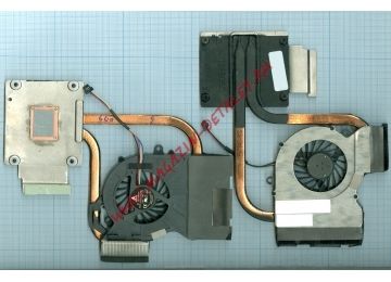 Система охлаждения (радиатор) в сборе с вентилятором для ноутбука HP DV6-6000, DV7-7000 (AMD, встроенная видеокарта)