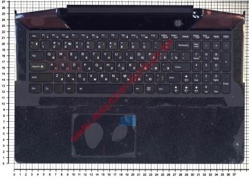 Клавиатура (топ-панель) для ноутбука Lenovo IdeaPad Y700 Y700-15ISK черная с черным топкейсом