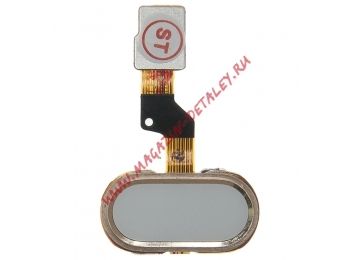 Кнопка Home для Meizu M3S в сборе (белая) окантовка золото