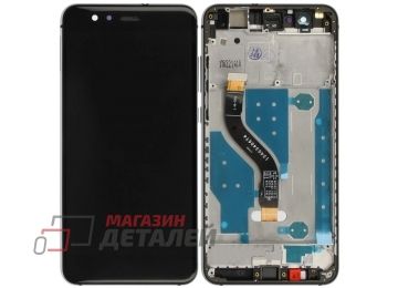 Дисплей (экран) в сборе с тачскрином для Huawei P10 Lite черный с рамкой (Premium LCD)