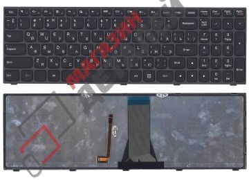 Клавиатура для ноутбука Lenovo Flex 15 G505s Z510 черная с черной рамкой и подсветкой