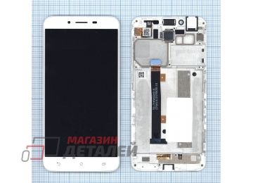 Дисплей (экран) в сборе с тачскрином для Asus ZenFone 3 Max ZC553KL белый с рамкой