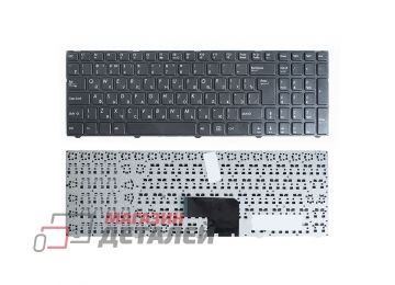 Клавиатура для ноутбука DNS Pegatron C15 черная с черной рамкой, большой Enter