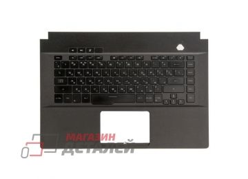 Клавиатура (топ-панель) для ноутбука Asus GU502GU, GU502GV, GX502GV черная с черным топкейсом, с подстветкой (с разбора)