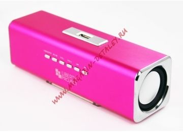 Колонки портативные LP K-101 Металл + 3,5 мм + USB + microSD + заменяемый АКБ + FM радио, розовые, коробка