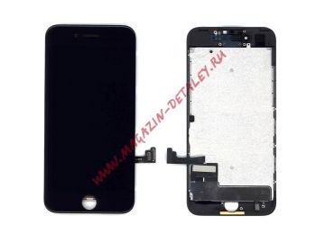 Дисплей (экран) в сборе с тачскрином для iPhone 7 черный с рамкой (Incell XM)