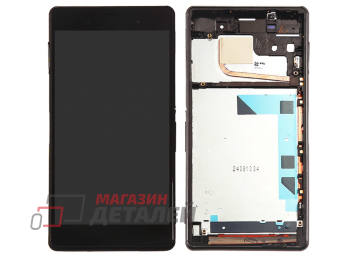 Дисплей (экран) в сборе с тачскрином для Sony Xperia Z3 черный с рамкой