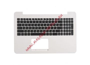 Клавиатура (топ-панель) для ноутбука Asus X555SJ черная с белым топкейсом