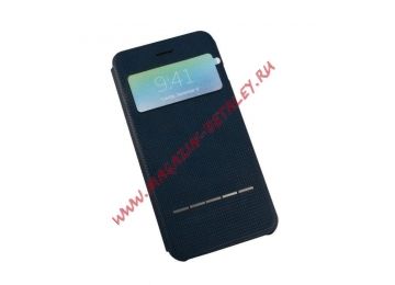 Чехол из эко – кожи HOCO Smart Series Slide Leather Case для Apple iPhone 6, 6s Plus раскладной, синий