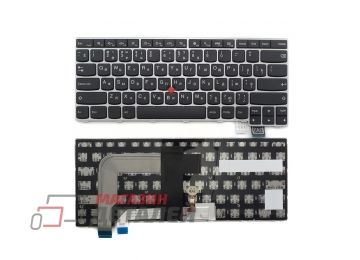 Клавиатура для ноутбука Lenovo ThinkPad T470s черная с серебристой рамкой, с трекпоинтом