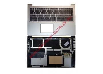 Клавиатура (топ-панель) для ноутбука Asus Zenbook UX51, UX51VZ-DH71, UX51VZ-XB71 черная с серебристым топкейсом