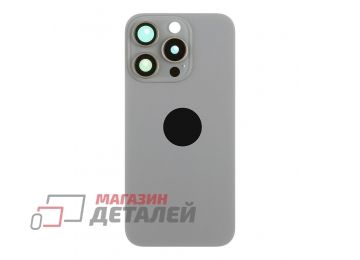 Задняя крышка для iPhone 15 Pro в сборе со стеклом камеры серый